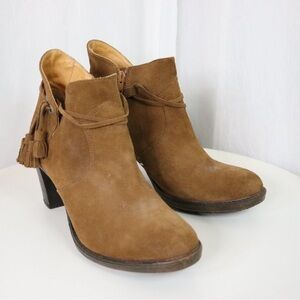 PLDM by PALLADIUM Cognac Leather Heeled Ankle Boots with Tassel Detail